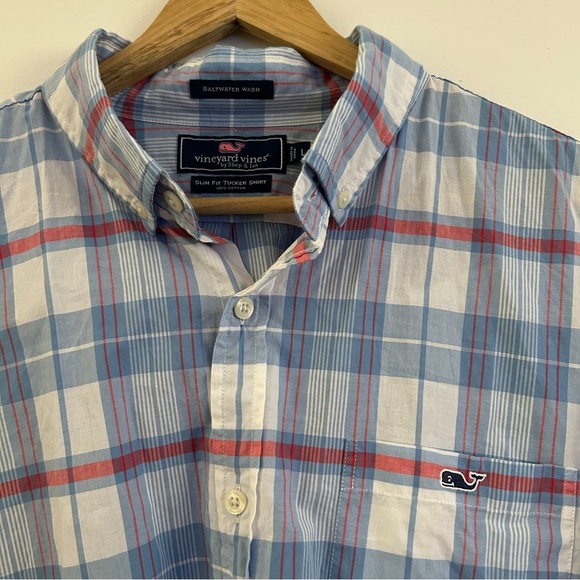 Vineyard Vines Men’s Blue and Red Slim Fit Tucker Button Down Shirt Large - Picture 2 of 4